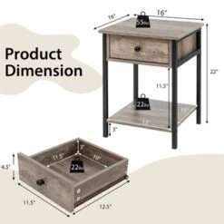 Tangkula Industrial End Side Table Nightstand With Drawer Shelf Rustic Grey Oak -Beauty house GUEST 12b1da88 b9f9 40bd b8b8 5fdcf629e53d