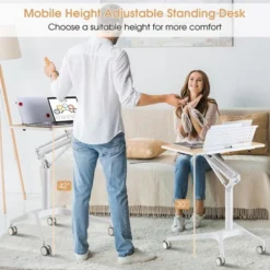 Tangkula Pneumatic Standing Desk Rolling Adjustable Laptop Cart Podium Detachable Holder -Beauty house GUEST 12f879ae e559 48d3 982a a334f41f6b17