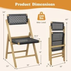 Tangkula 2PCS Folding Chairs W/ Woven Rope Seat & High Back Indonesia Teak Patio -Beauty house GUEST 1318b44e a100 433f 93ad 0f4eec9be0e5 1