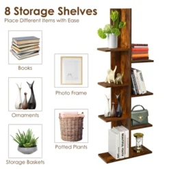 Tangkula Modern Multi-Layer Bookshelf Floor Standing Bookcase W/Anti-fall Device Storage Rack For Home Office Rustic -Beauty house GUEST 131ae75d f3f6 439e b60f 40cbeaf892ee