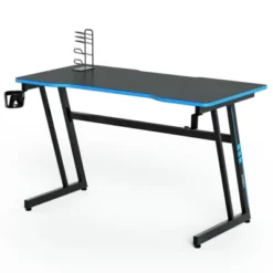 Tangkula Z-Shaped Ergonomic Gaming Desk With Headphone Hook Computer&Office Desk Blue/Red -Beauty house GUEST 132f20ac 717b 4d78 ad72 2132f674d1ab
