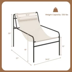 Tangkula Patio Sling Chair Modern Accent Chair W/ Removable Headrest & Sturdy Metal Frame -Beauty house GUEST 13544620 a75a 4a88 8beb 61a7ecb7ea87