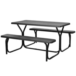 Tangkula Outdoor Picnic Table Bench Set Patio Camping Table W/Steel Frame & Wood Texture Tabletop For Garden -Beauty house GUEST 138113a8 e09f 454d bba2 94ca62afd150