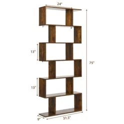 Tangkula 2 PCS 6-Tier S-Shaped Wooden Bookshelf Storage Bookcase Multifunctional Display Stand Shelf -Beauty house GUEST 13858e56 5c5c 432b 9a90 c75cc9f725ec