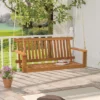 Tangkula 2-Person Acacia Wood Outdoor Porch Swing Patio Hanging Bench Chair Natural -Beauty house GUEST 139649a0 f948 4f68 98e4 02ab396f83c0