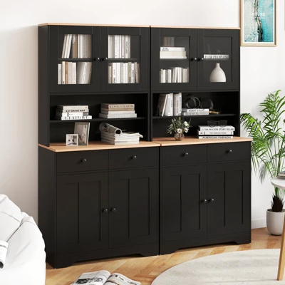 Tangkula Pantry Cabinet 67" Tall Kitchen Floor Cabinet W/ 2 Removable Shelves 2 Drawers 5 Tangkula Pantry Cabinet 67" Tall Kitchen Floor Cabinet W/ 2 Removable Shelves 2 Drawers - Image 3