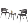 Tangkula Set Of 3 Rattan Furniture Set Quick Dry Foam Padded Chairs W/Tempered Glass Tabletop Wicker Seat & Rope Woven Back Black -Beauty house GUEST 13ca9576 183f 4eba 91ae 784d01d16b65