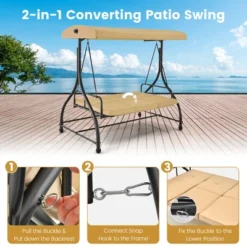 Tangkula 3-Seat Outdoor Converting Patio Swing Glider Adjustable Canopy Porch Swing -Beauty house GUEST 13cf9953 21d5 42da b277 70ca9545987c