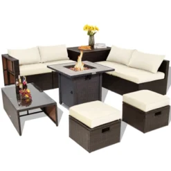 Tangkula 9 PCS Outdoor Patio Furniture Set W/ 30" Propane Fire Pit Table PE Wicker Space-Saving Sectional Sofa W/ Storage Box And Cushions Black/Gray/Navy/Red/Turquoise/Off White 27 Tangkula 9 PCS Outdoor Patio Furniture Set W/ 30" Propane Fire Pit Table PE Wicker Space-Saving Sectional Sofa W/ Storage Box And Cushions Black/Gray/Navy/Red/Turquoise/Off White -Beauty house GUEST 1481ddca 210f 476a ab93 4dbd35cc6c94