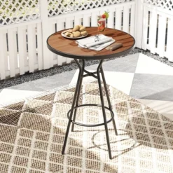 Tangkula 5 PCS Patio Bistro Set Round Table W/ 1.6" Umbrella Hole & 4 Stools Metal Frame -Beauty house GUEST 14b7e0b0 c081 4bf0 bb7b 4e3a402c2ae1