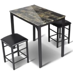 Tangkula 3 Pieces Counter Height Table Set 2 Chairs Bar Dining Room Faux Marble -Beauty house GUEST 14bbdec5 b4a7 4713 b5da 5c7e65eb59de