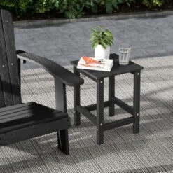 Tangkula 2PCS 14" Patio Adirondack Side Table HDPE Square Weather Resistant Garden