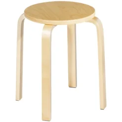 Tangkula 4-set Stacking Stool Birch Natural Wood 18" Round Dining Chair Backless -Beauty house GUEST 14d1a53f f91a 40c6 84d8 a4269e491b24