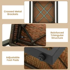 Tangkula 3PCS Patio Wicker Furniture Set PE Wicker Furniture Conversation Set W/ Acacia Wood Table -Beauty house GUEST 1522f788 8230 4173 8d61 4e6871e4e2f4