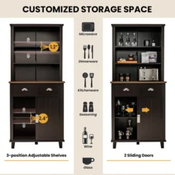 Tangkula Freestanding Buffet Hutch Kitchen Pantry Storage Cabinet W/ Sliding Doors -Beauty house GUEST 1526b43f f3f8 41e3 9bef ce3337a2f43f