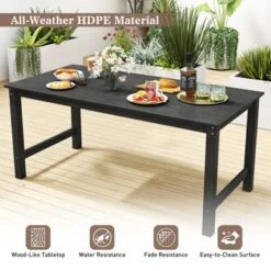 Tangkula HDPE Outdoor Dining Table For 6 Person 67" Patio Table W/ Wood-Like Tabletop -Beauty house GUEST 153256fd 2c84 472a b303 fa8c65213455