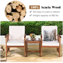 Tangkula 3-Piece Outdoor Acacia Wood Sectional Conversation Sofa Set With Cushions -Beauty house GUEST 155fef66 1c63 481d a64d 3e4cb962c7fd