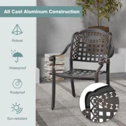 Tangkula 4 Pieces Cast Aluminum Patio Chair Bistro Dining Chair Outdoor Cast Aluminum Chair -Beauty house GUEST 157ccd4d 70c7 4487 881d 7dec23d5fb22