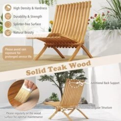 Tangkula Folding Patio Chair Teak Wood Outdoor Lounge Chair W/ Slatted Seat & Backrest -Beauty house GUEST 15de884f 5dc3 4322 b218 d522e96ce8a6