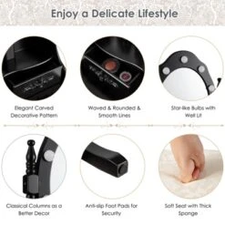 Vanity Table Set Detachable Makeup Table Dressing Desk With Mirror & Cushioned Stool Brown/White/Black 10 Vanity Table Set Detachable Makeup Table Dressing Desk With Mirror & Cushioned Stool Brown/White/Black -Beauty house GUEST 15e19938 4465 4d2d 959c aa592e0fe219