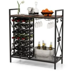 Tangkula Freestanding Floor Drink Rack, Wooden Coffee Bar Table W/ Drink Storage -Beauty house GUEST 162d3d76 e355 4bac 836d 919b6ffe8c83