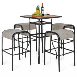 Tangkula 5-Piece Patio Dining Set W/ Umbrella Hole Metal Frame & Breathable Fabric Seat -Beauty house GUEST 167ed893 109b 4743 8317 78ccf9a244b1