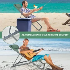 Tangkula 2 PCS Beach Chair Lounger Reclining Folding Chair W/3-Position Adjustable Backrest Blue/Orange/Green -Beauty house GUEST 16ac02d1 a488 4772 8d1e 5618ce6a5385