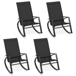 Tangkula 4 PCS Patio Rocking Chairs W/ Ergonomic Backrest Seat Safe Stoppers For Backyard -Beauty house GUEST 16c07343 4a70 455a a0df 19f339173e18