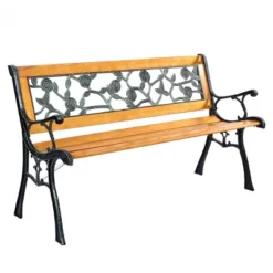 Tangkula Garden Iron Bench Porch Path Hardwood Chair For Patio Park Outdoor Deck -Beauty house GUEST 16c3be7d 83fb 4600 8040 5e0967789fe7