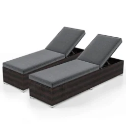 Tangkula 2 PCS Outdoor Chaise Lounge W/ Long Seat Cushion Heavy-Duty Metal Frame -Beauty house GUEST 16f5ddef 4766 45ce 9ca1 dfa7ffab2be0