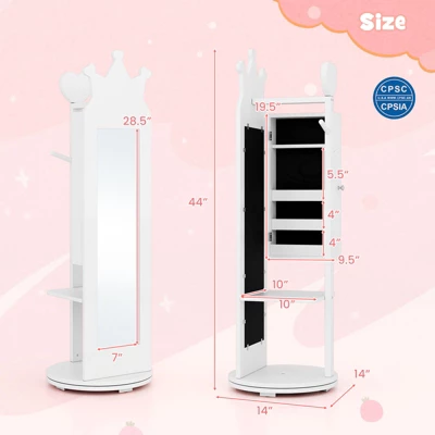 Tangkula Kids Jewelry Cabinet Standing Children Jewelry Organizer W/ Full-Length Mirror 10 Tangkula Kids Jewelry Cabinet Standing Children Jewelry Organizer W/ Full-Length Mirror - Image 8