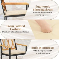 Tangkula Patio Dining Chairs Set Of 2 Metal Outdoor Chairs W/ Removable Padded Cushions -Beauty house GUEST 1746af26 733d 4a2f 8691 caf57589a3c1