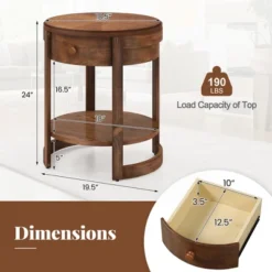 Tangkula 2PCS Nightstand W/ Shelf & Wood Grains Drawer Round End Table For Living Room -Beauty house GUEST 177899cb aea6 41ca a01f 110a6b891e0c