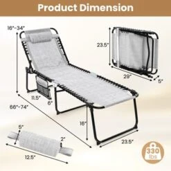 Tangkula Foldable Beach Chaise Lounge Chair W/ Pillow 19 Tangkula Foldable Beach Chaise Lounge Chair W/ Pillow -Beauty house GUEST 17947fbe 4021 44de 822d 9cfab6b89b86