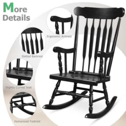 Tangkula 2PCS Wooden Rocking Chair Single Rocker Indoor Garden Patio Yard Black -Beauty house GUEST 17a97f01 6a8d 49ae 8ab7 ea38b65474cf