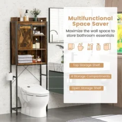 Tangkula Over The Toilet Freestanding Storage Rack Bathroom W/ Slipping Barn Door -Beauty house GUEST 17ab0e1c 21dd 431e 9f66 80e690cd2907