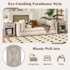 Tangkula Nightstand Sofa Side Table Rustic End Table W/ Drawer & Shelf For Living Room -Beauty house GUEST 17c9b23f 599e 4ef8 a640 2a3b5eec790f