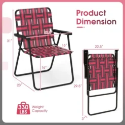 Tangkula Set Of 4 Patio Folding Web Chair Set Portable Beach Camping Chair Red -Beauty house GUEST 17e5b279 01e8 4ced a4d1 689d08af1491