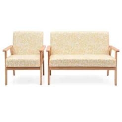 Tangkula 2 Piece Loveseat And Single Sofa Set Fabric Upholstered Couch & Accent Armchair White+Blue/Blue/Yellow Floral 13 Tangkula 2 Piece Loveseat And Single Sofa Set Fabric Upholstered Couch & Accent Armchair White+Blue/Blue/Yellow Floral -Beauty house GUEST 18059de0 9f0f 4def 8513 6b452a928efa