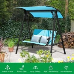 Tangkula Outdoor Patio Swing Loveseat Hammock Hanging Chair Turquoise -Beauty house GUEST 18f61fe3 017d 4e2a a3f0 8863d5fbeef5