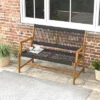 Tangkula Patio 2-Person Acacia Wood Bench All-Weather Rope Woven Outdoor Garden Natural -Beauty house GUEST 1901b719 ef1a 4b88 ad26 f321ed6ea257