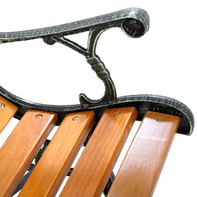 Tangkula Garden Metal Bench Porch Path Hardwood Chair For Patio Park Outdoor Deck 9 Tangkula Garden Metal Bench Porch Path Hardwood Chair For Patio Park Outdoor Deck - Image 7