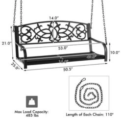 Tangkula Patio Hanging Porch Swing 2-Person Outdoor Metal Swing Bench Chair W/ Chains -Beauty house GUEST 1a0a0633 149c 49a8 b108 b9df5e964945