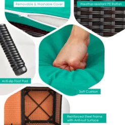 Tangkula Patio Loveseat 2 Person Cushioned Seats With Center Table Outdoor Rattan Furniture Set Turquoise/ Red -Beauty house GUEST 1a64c75d ec61 4dfe ab35 905db55bf19a