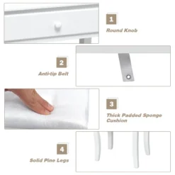 Tangkula Make-Up Vanity Table Dresser Set W/LED Light & Padded Stool -Beauty house GUEST 1a7849a1 c35a 412e b1e3 ee07bd61b717