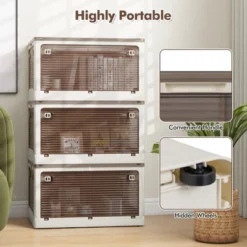 Tangkula 3-Pack Stackable Storage Bins W/Lids 24 Gallon Collapsible Plastic Container Box -Beauty house GUEST 1a87ea48 a035 40f3 9e26 6a98883733cb