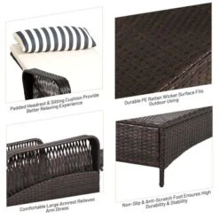 Tangkula 2 PCS Patio Chaise Lounge Chair Six-Position Adjustable Outdoor Recliner With Cushion & Pillow -Beauty house GUEST 1a8f70fb edd0 4aaf b1d0 3546776dbb43