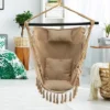 Tangkula Hammock Chair W/ Soft Pillow Cushions Pocket Hanging Rope Swing Steel Bar -Beauty house GUEST 1aa52b95 8edd 4b1a 9a28 f4c218ff375f