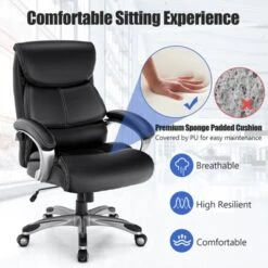 Tangkula Adjustable Executive Chair Rolling High Back Leather Office Chair Black -Beauty house GUEST 1ab14cdd 4a70 4f40 a802 7ad0a1390ce4