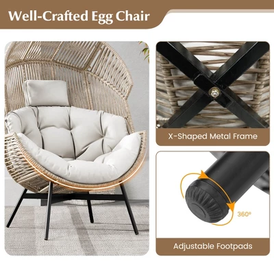 Tangkula Wicker Stationary Egg Chair Lounge Basket Sofa Chair W/ Heavy-Duty Metal Frame 4 Tangkula Wicker Stationary Egg Chair Lounge Basket Sofa Chair W/ Heavy-Duty Metal Frame - Image 2